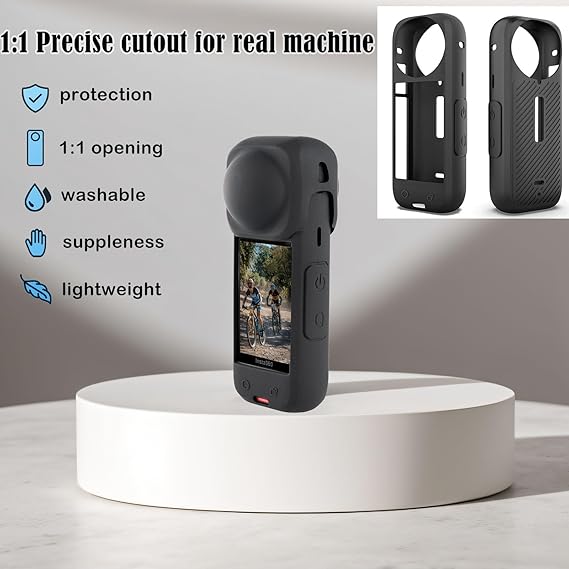 Silicone Protective Case with Lens Cap for Insta 360 X4 Silicone Protective Case with Lens Cap for Insta 360 X4